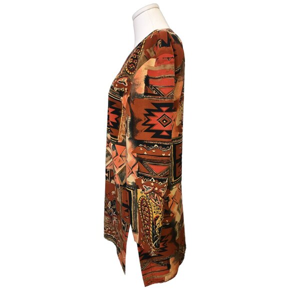 Vintage Algo Duster Jacket Cardigan Aztec Western Boho Retro Party Sz 14 - Picture 7 of 12
